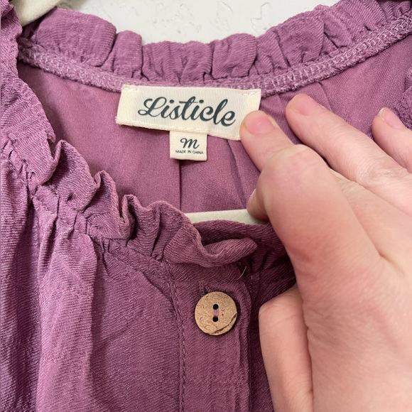 Listicle | Embossed Textured Button Down Maxi Dress in Plum - Picture 7 of 9